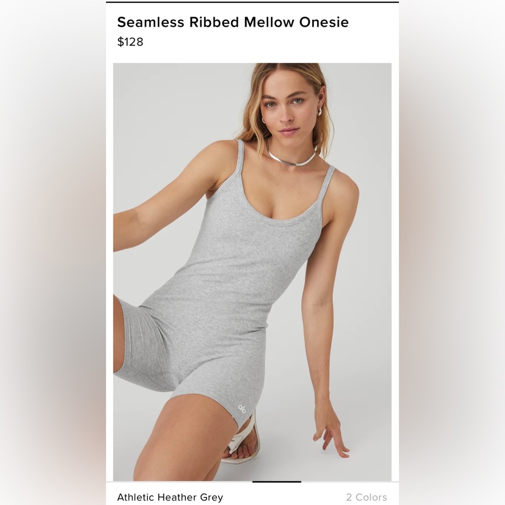ALO Yoga Seamless Ribbed Mellow Onesie in Heather Grey